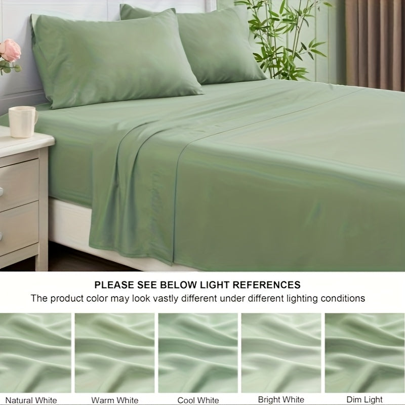 4pcs 2000TC Cooling Bamboo Bed Sheet Set Summer Chill Collection - 16" Deep Pocket - Silky Soft Luxury Bedding W/ Flat Sheet, Fitted Sheet & Pillowcases (Beat The Hea Stay Cool All Night)