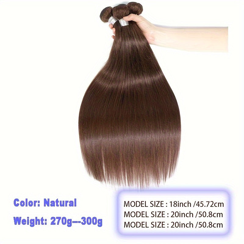 Brown Bunches Of Human Hair, Light Brown Straight Hair Bunches, 3 Brazilian Straight Hair Bunches, 100% Human Hair, Women'S Hair Extension
