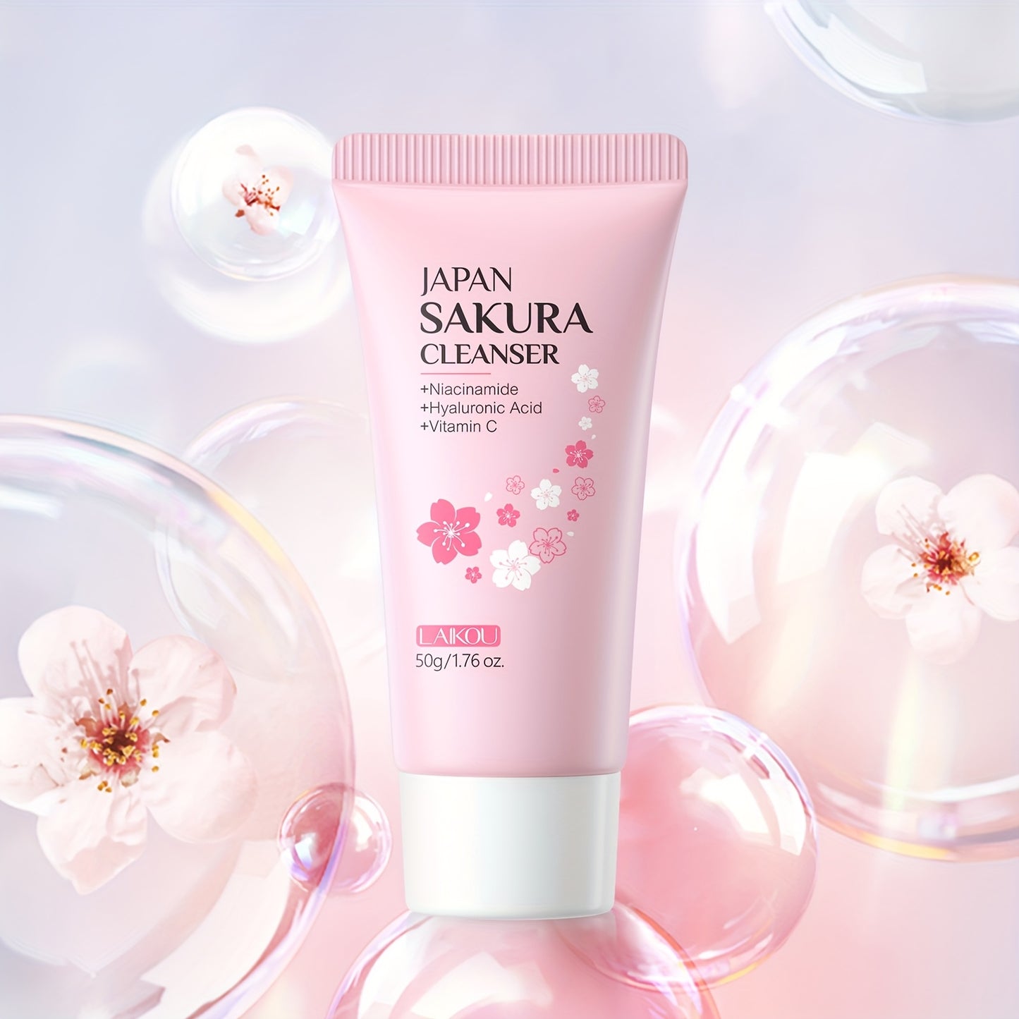 1pc Sakura Facial Cleanser, Foam Facial Cleanser, Deep Cleaning Moisturizing Cleanser