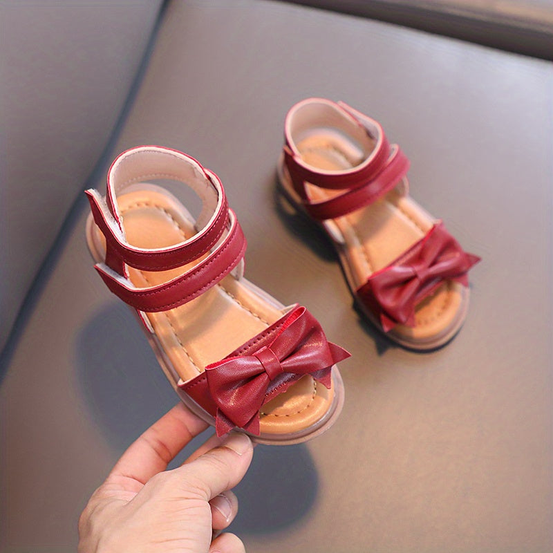 Adorable Bow-Adorned Casual Sandals For Baby Girls, Soft Sole Sandals Perfect For Walking