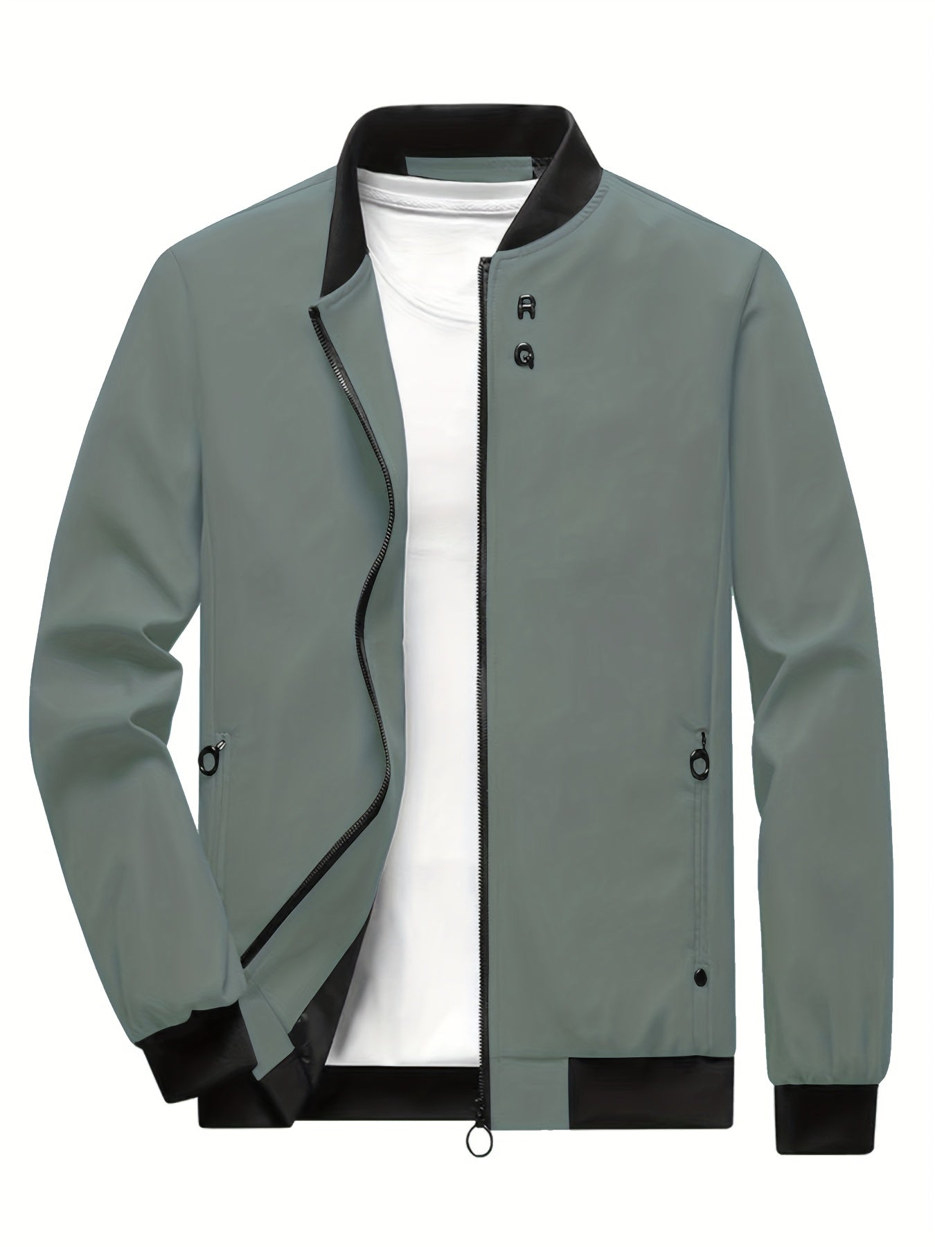 Windproof Slim Fit Long-sleeved Jacket - Casual Stand Collar Zippered Top - Suitable For Spring And Autumn