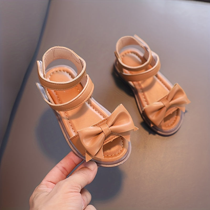 Adorable Bow-Adorned Casual Sandals For Baby Girls, Soft Sole Sandals Perfect For Walking