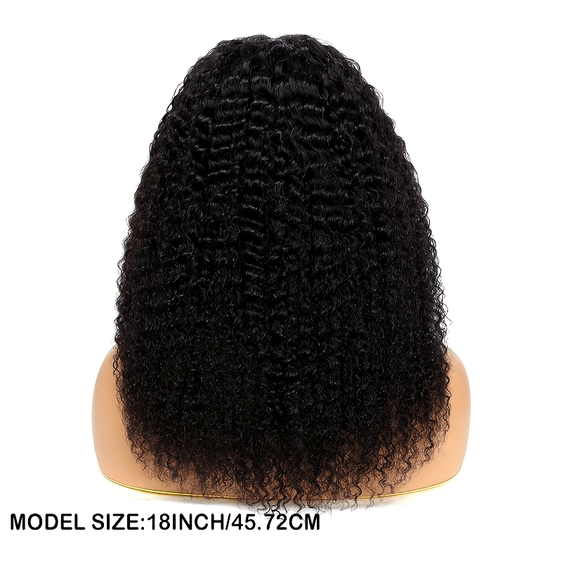 Kinky Curly Lace Front Wigs Human Hair 4x4x1 Lace Closure Wigs 180% Density Kinky Curly Wigs with Brazilian Remy Hair Unprocessed Virgin Hair Wig Natural Color