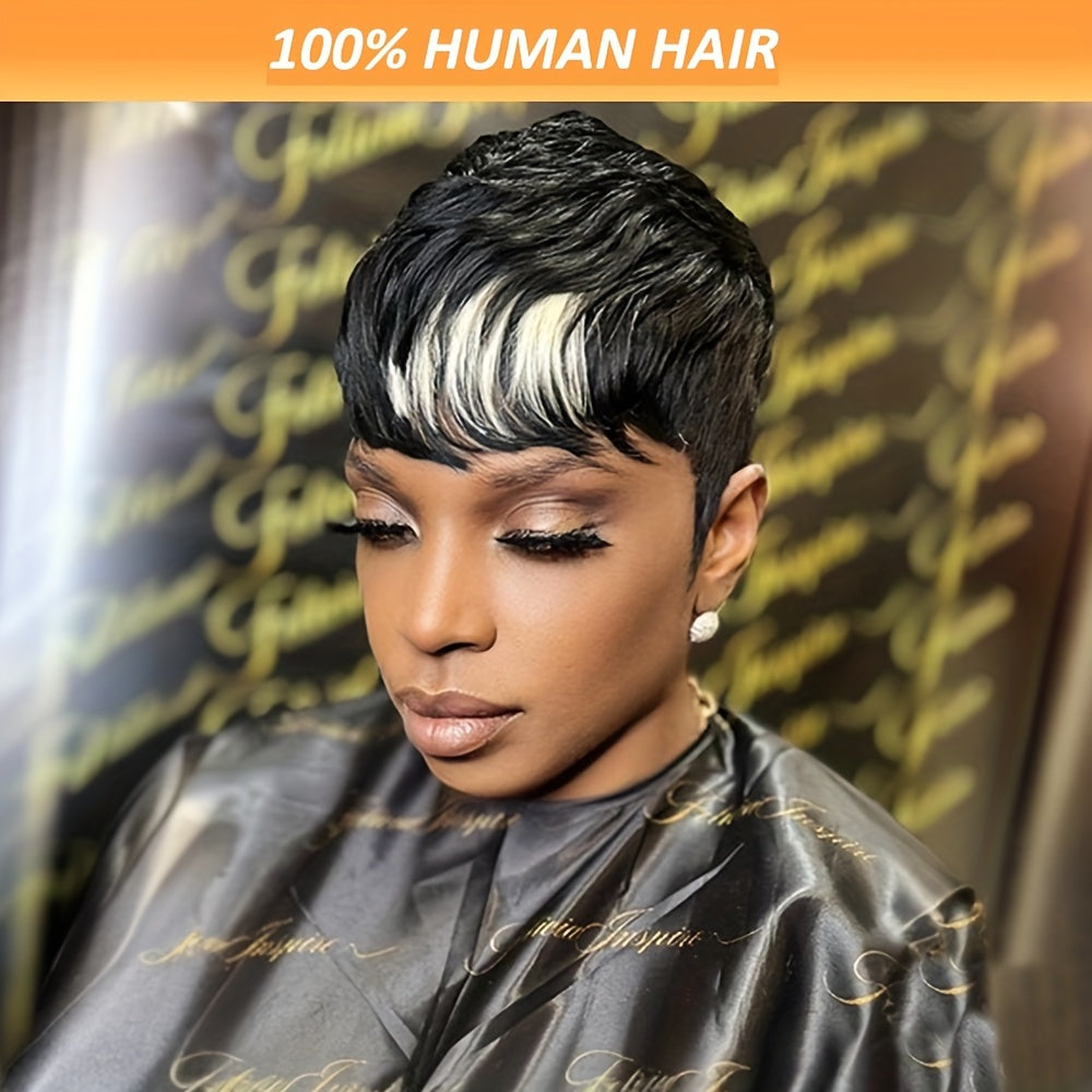 Pixie Cut Wig For Women Human Hair 613 Mixed 27# Short Wigs 9A Grade Real Human Hair Short Wigs With Bangs 613/27, 1B613 Wig None Lace Pixie Wigs Human Hair Wig For Women Glueless Wig Natural Looking Short Wigs