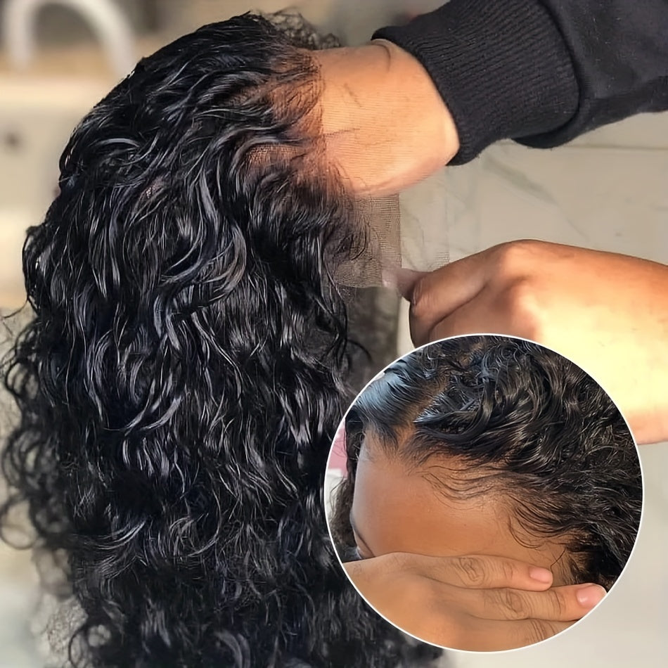 13x4 Deep Wave Curly Bob Wig Human Hair Lace Frontal Wigs 150 Density Glueless Wigs Water Wave Wig 10-16inch