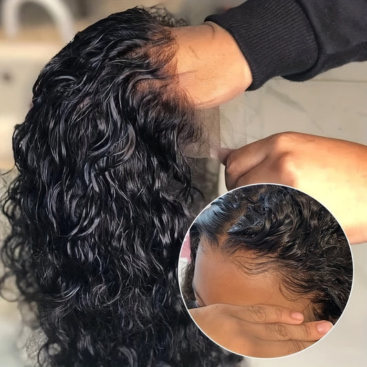 13x4 Deep Wave Curly Bob Wig Human Hair Lace Frontal Wigs 150 Density Glueless Wigs Water Wave Wig 10-16inch