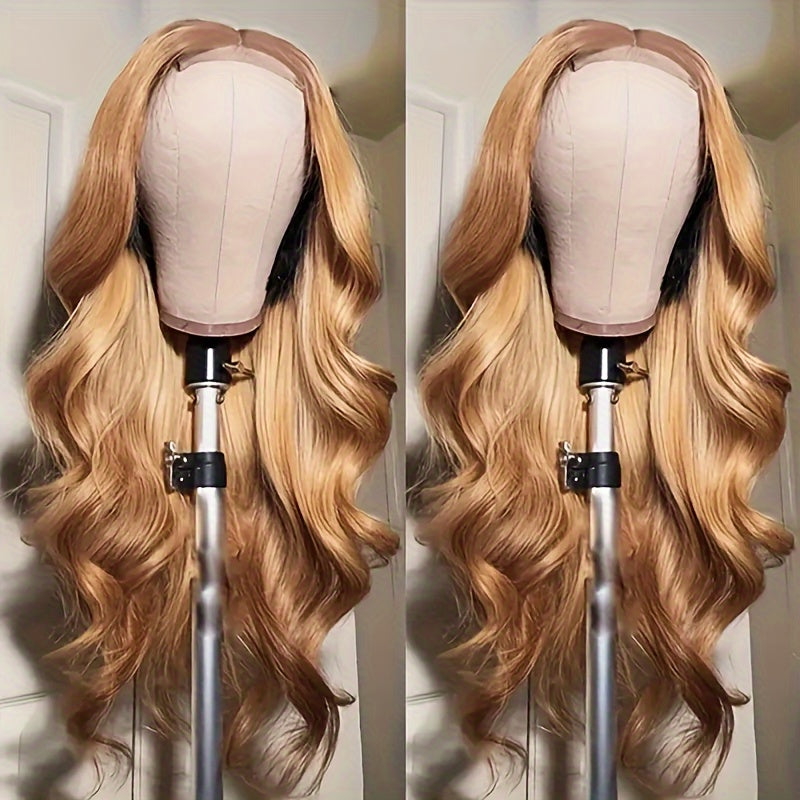 Hot Selling New Styles13x6 Ombre Honey Blonde Lace Front Wigs Human Hair, 27# Frontal Wigs Pre Plucked Bleached Knots Transparent Lace Front Wig Human Hair For Black Women Glueless Human Hair Wig