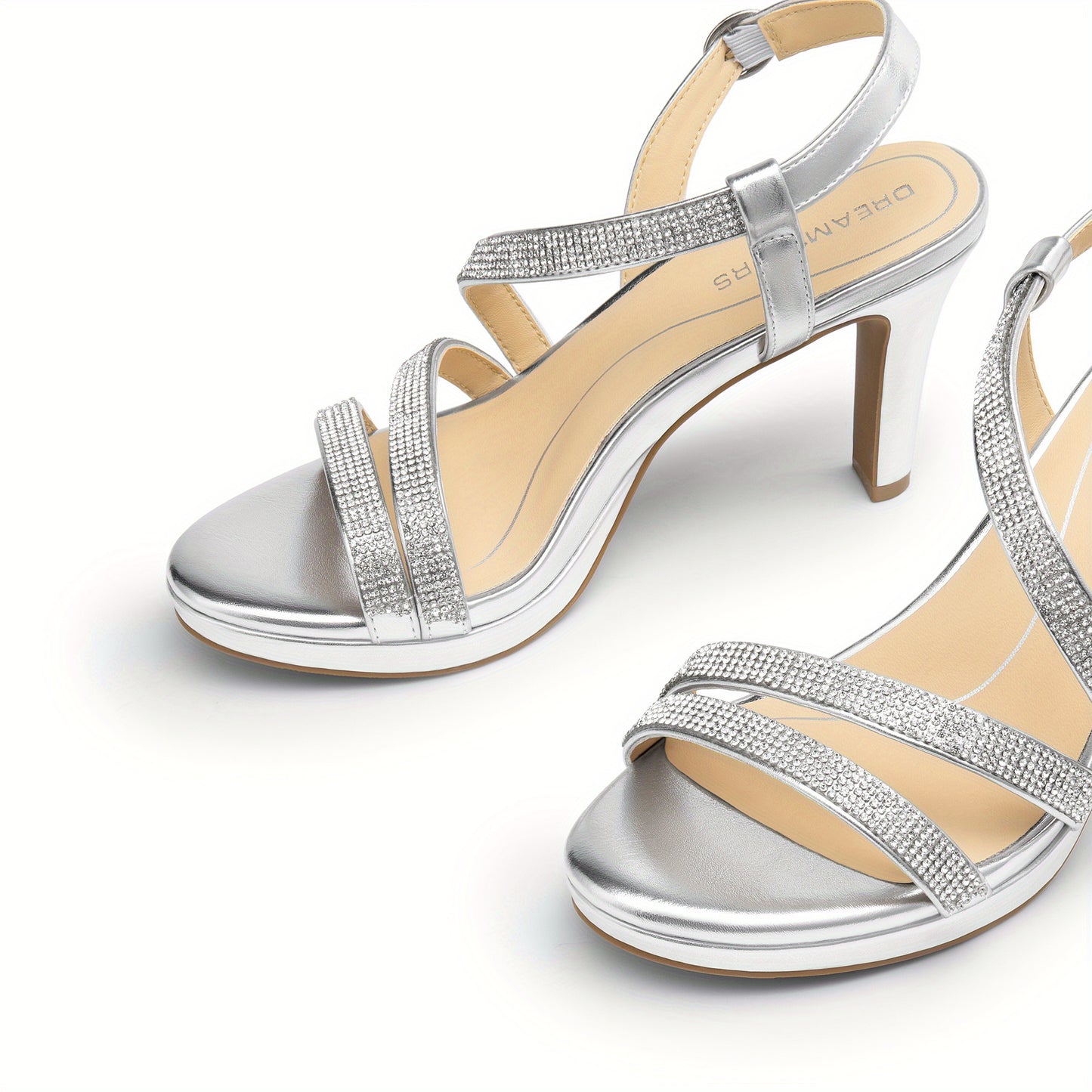 Women Sandals Heeled Sandal Women's Platform Strappy Heels High Heeled Sandals Open Toe Comfortable Dressy Shoes with Adjustable Ankle Strap Shiny for Party Brand Women Shoes