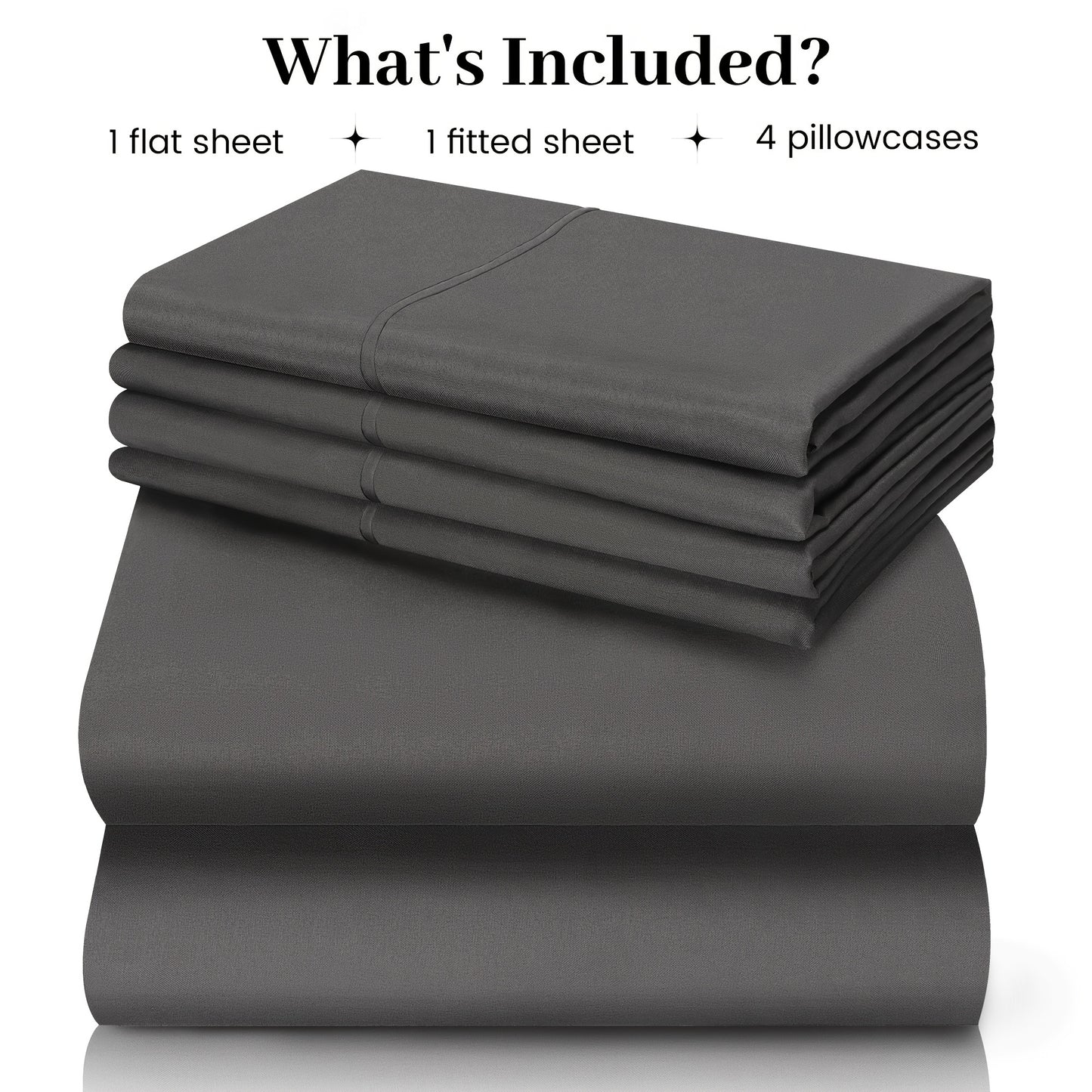 6pcs Luxury Cooling Bed Sheet Set, Soft Comfort Set, Queen Size Bedding Set, Breathable, Wrinkle Resistant,, Soft, with 18 Inch Deep Pockets, Bedroom, Guest Room, Hotel Bedding Set (1* Flat Sheet + 1* Fitted Sheet + 4* Pillow