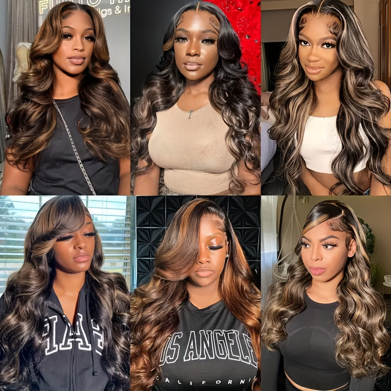 BTOMAR 13x6 HD Lace Front Wig - Density Real Human Hair Wavy Curl, Pre-Rooted Gradient Color Change, Natural Look for Women, Vacation & Party Elegance, Daily & Work Use, Anti-Tangle Hairpiece, Hair Wigs, Stylish Hair Accessor