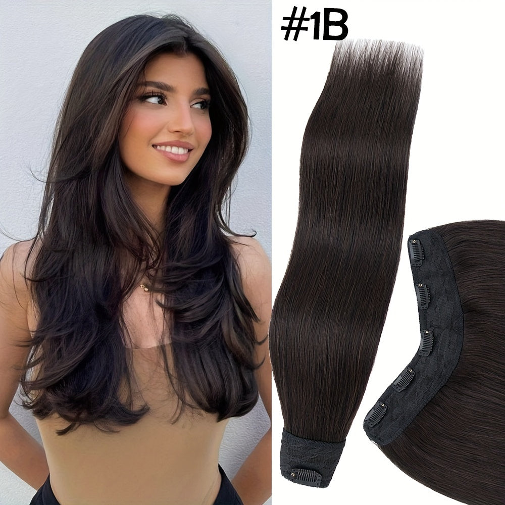 100% Human Hair V-Shap Clip In 100% Remy Human Hair Extensions One Piece 5 Clips Half Full Head 12in-22in Any Colors Hair Clips Hair Accessories