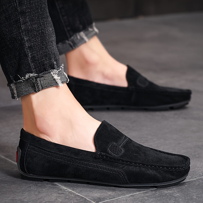 Men's Casual Loafers, Upper, PU Lining, Rubber Sole, Fabric Insole, Round Toe Slip-On Shoes for All Seasons, Dressy Shoes