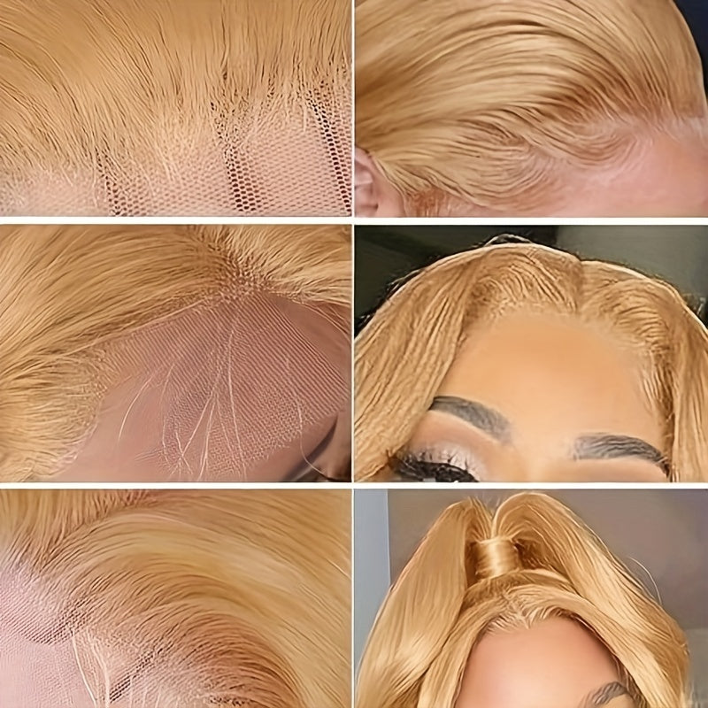 Hot Selling New Styles13x6 Ombre Honey Blonde Lace Front Wigs Human Hair, 27# Frontal Wigs Pre Plucked Bleached Knots Transparent Lace Front Wig Human Hair For Black Women Glueless Human Hair Wig