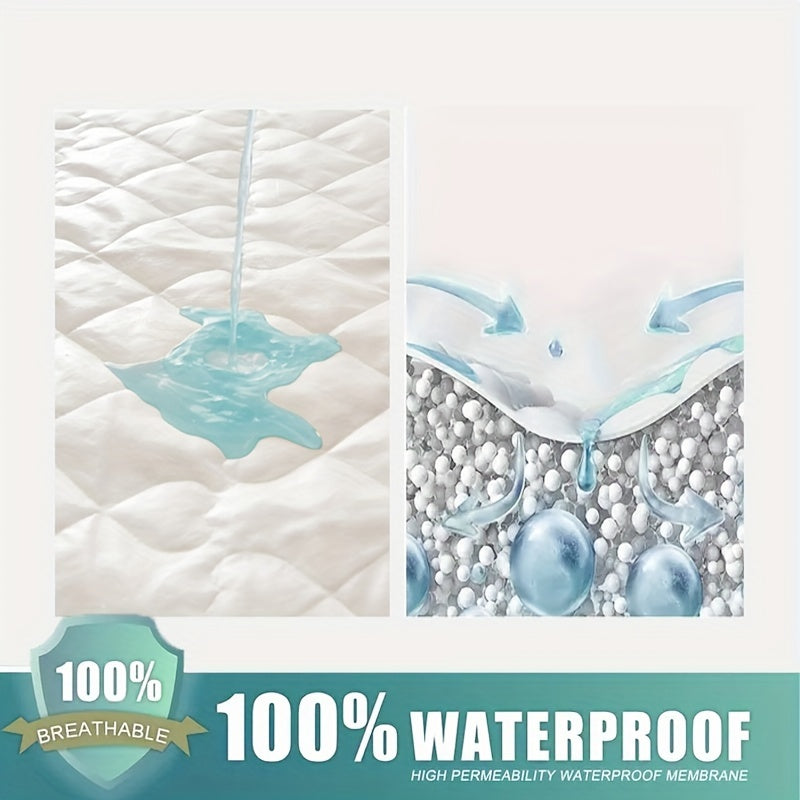 1pc Waterproof Fitted Sheet, Soft Comfortable Polyester Bedding Fitted Sheet, For Bedroom, Guest Room, With Deep Pocket, Fitted Bed Sheet Only