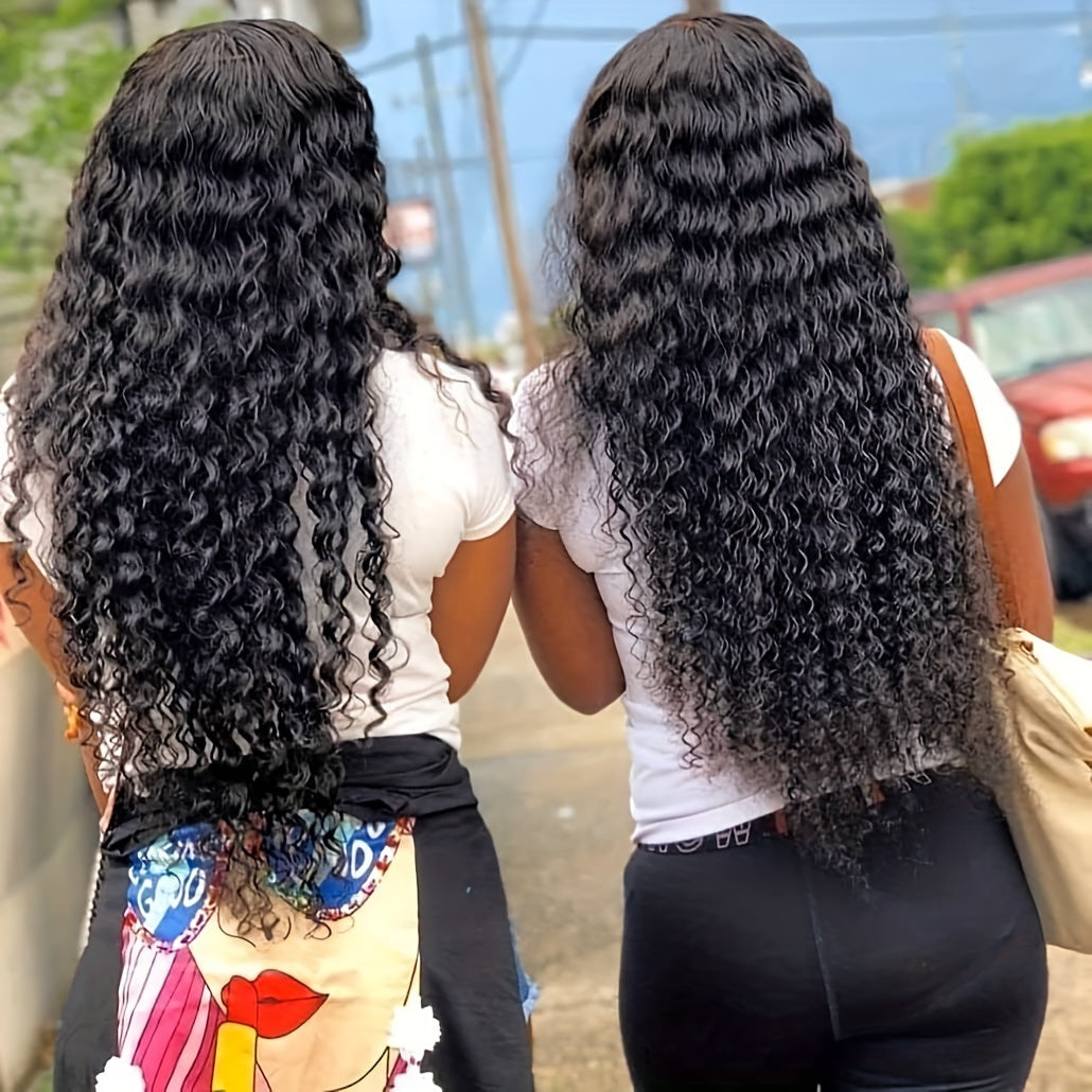 Kinky Curly Human Hair Bundles - Thick Curly Weaves, Virgin Hair Bundles for Full Head Coverage in Natural Black Color (Can be Dyeable), 3 Bundles Totaling 300g±10g