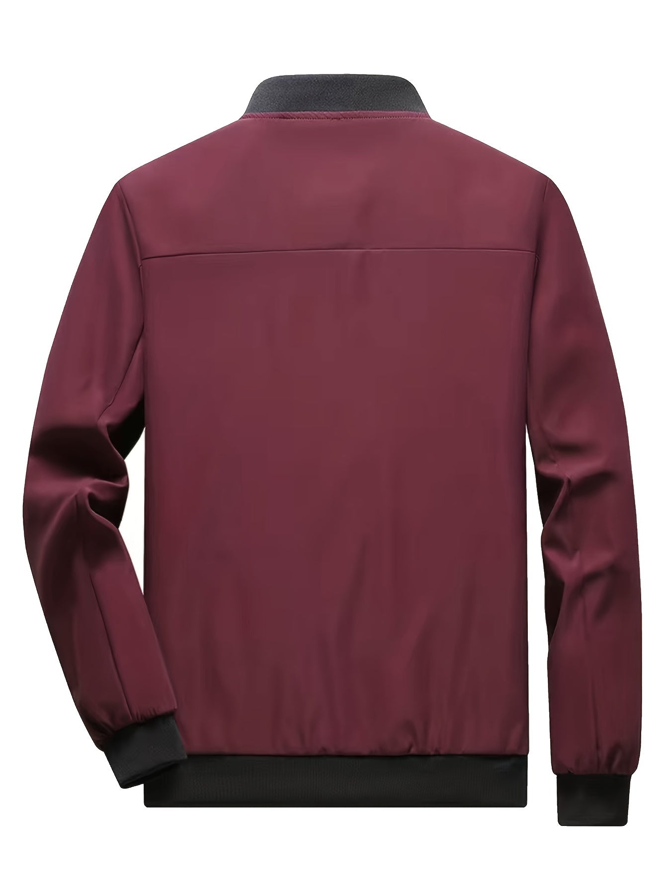 Windproof Slim Fit Long-sleeved Jacket - Casual Stand Collar Zippered Top - Suitable For Spring And Autumn