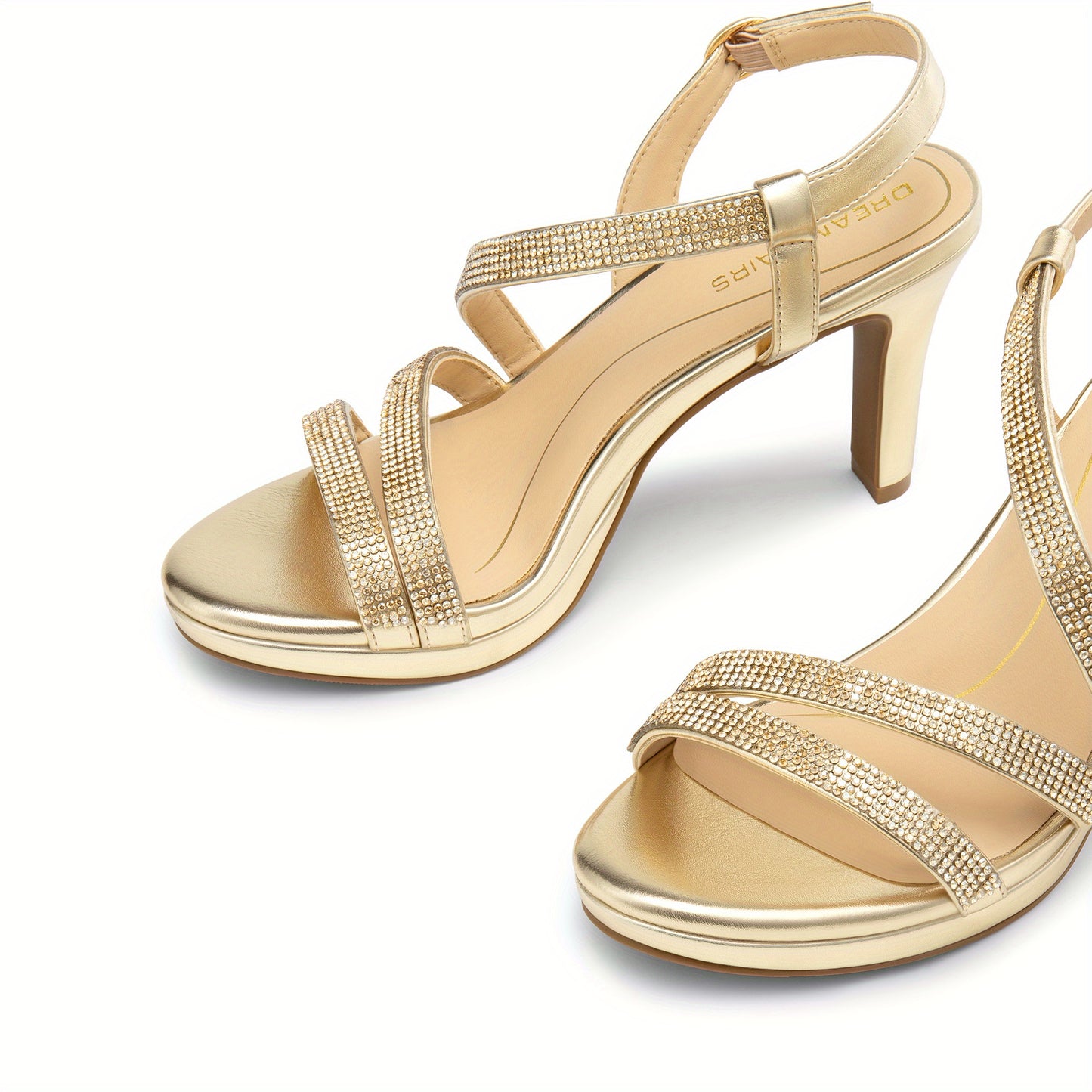 Women Sandals Heeled Sandal Women's Platform Strappy Heels High Heeled Sandals Open Toe Comfortable Dressy Shoes with Adjustable Ankle Strap Shiny for Party Brand Women Shoes