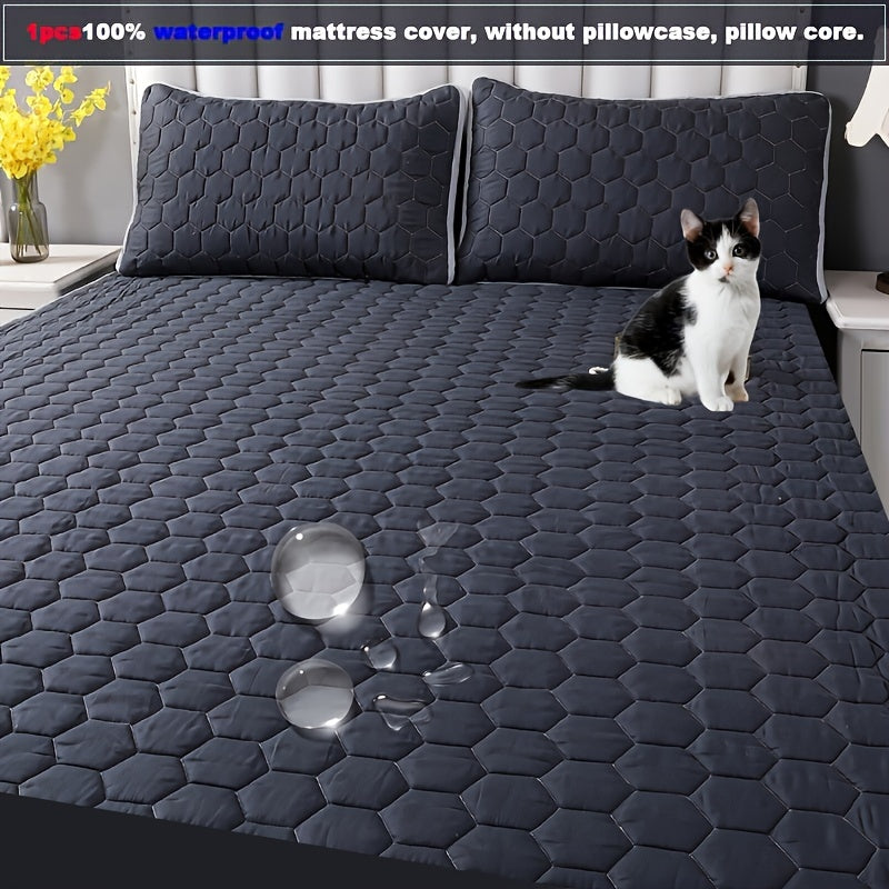 1pc Deluxe Waterproof Three-Layer Thickened Fitted Bed Sheet - Breathable, Non-Slip, Reversible, Machine Washable, All-Season Mattress Protector - Perfect for Hotel Guest Room, Dorm, Deep Pocket Mattress, Eid al-Adha Gift Ide