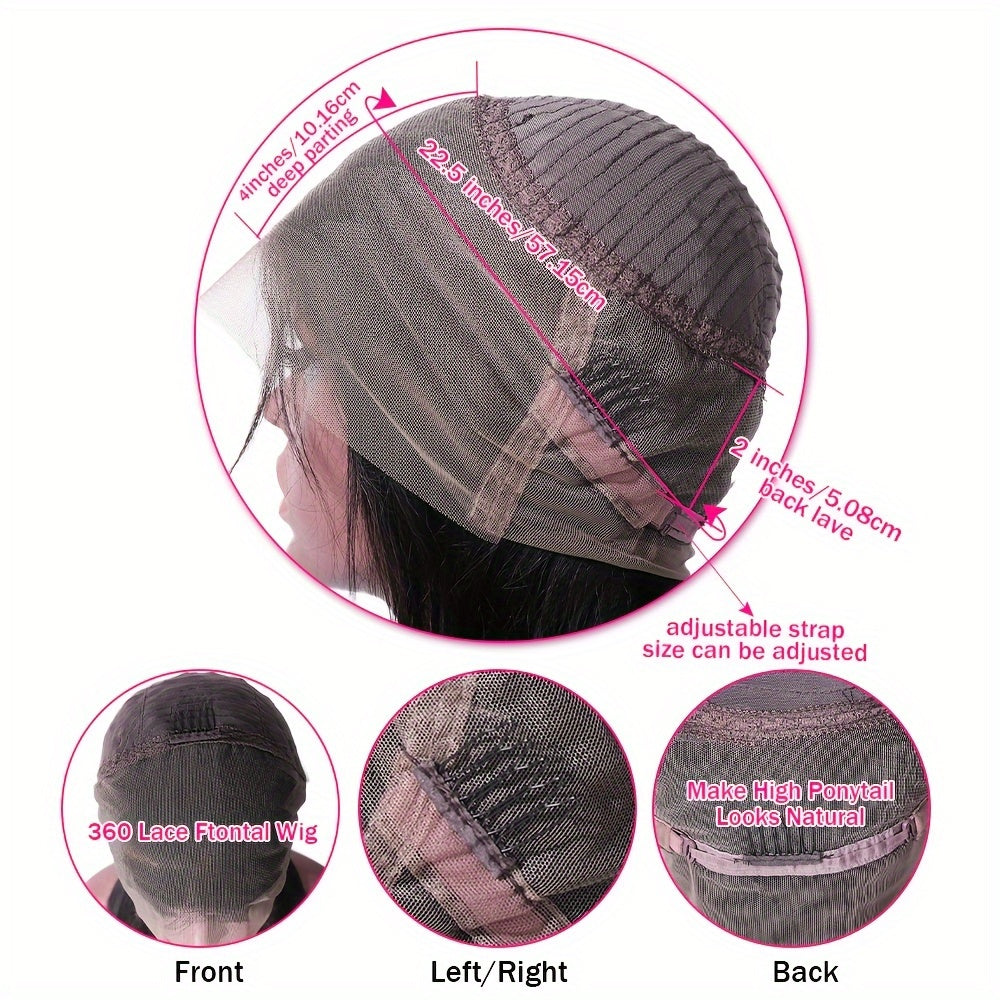 360 straight lace frontal human hair wig with baby hairs 150 density full lace 100% human hair pre plucked human hair lace frontal wig natural color