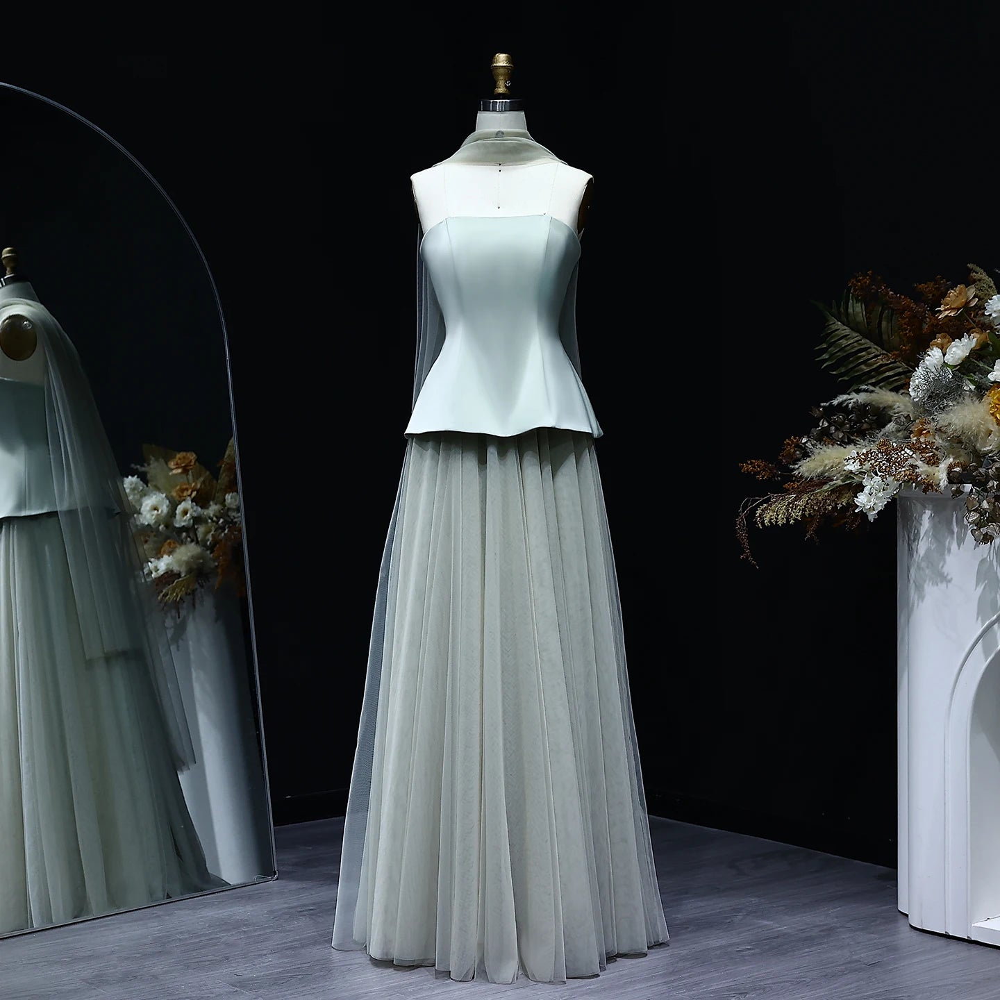 Sharon Said Elegant White Strapless Dubai Evening Dress with Scarf Arabic for Women Wedding Dress Gown SF130 Customized