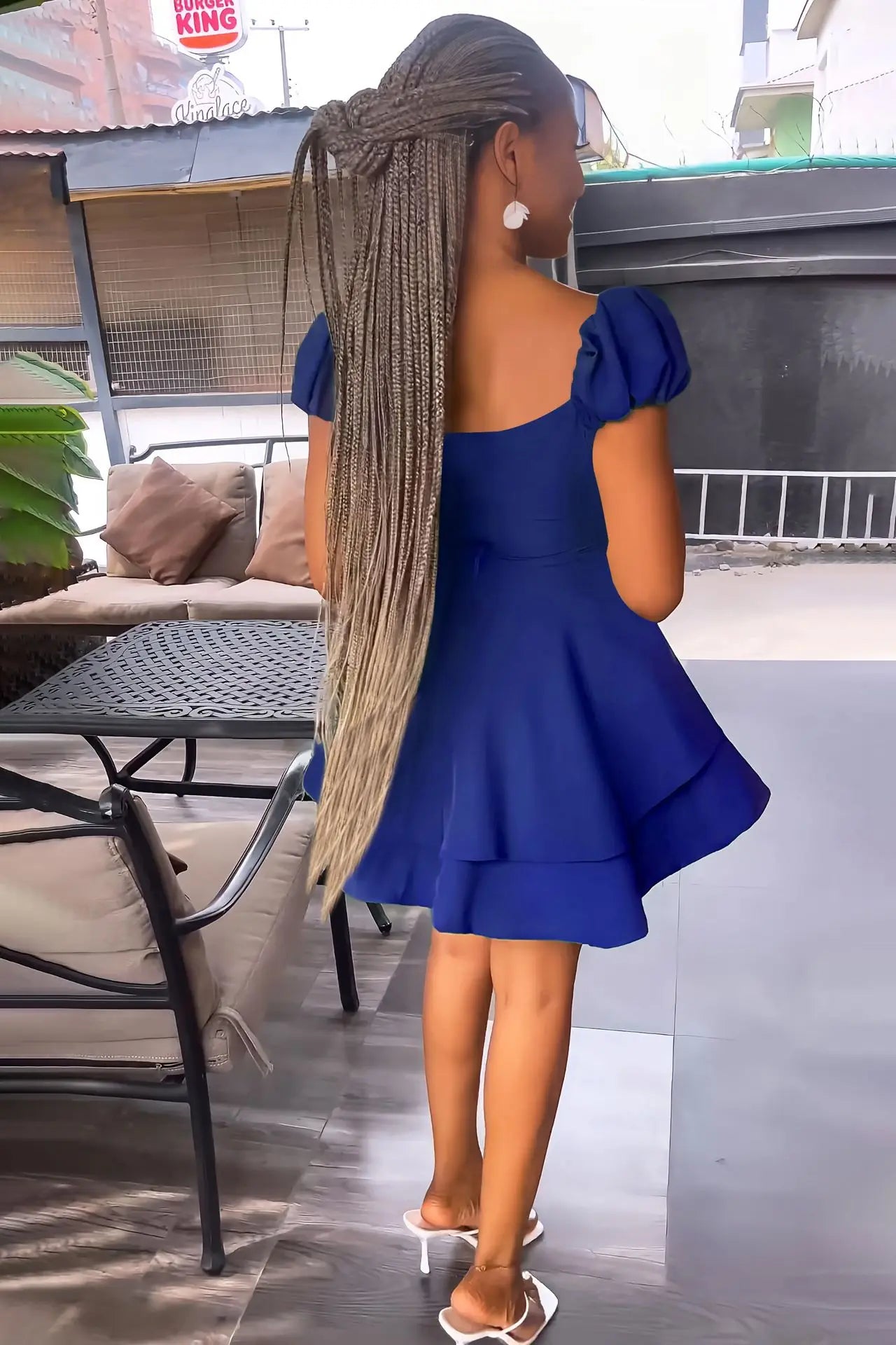 New Style Women Tie Front Square Neck Sexy Waist Ruffles Short Mini Flowy Dress Streetwear Summer Casual Dresses Ladies