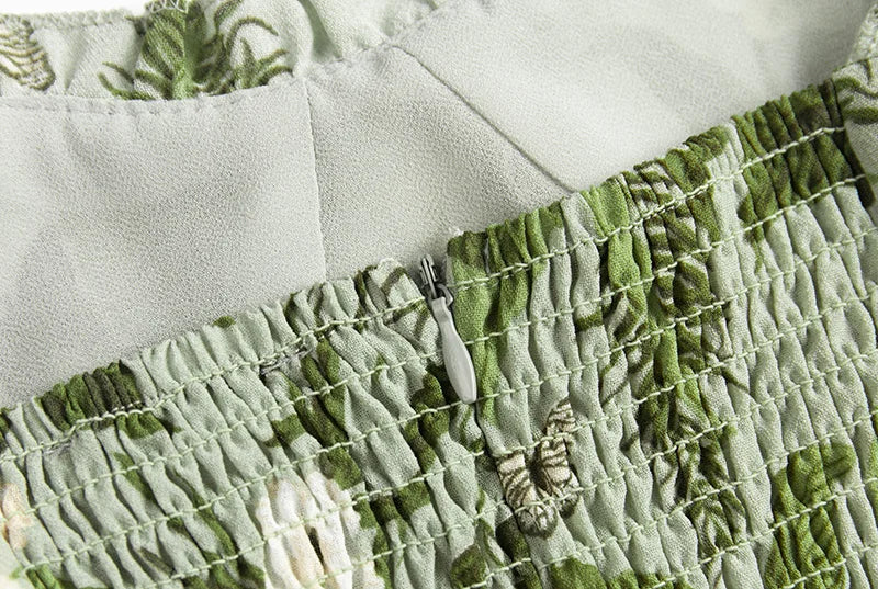 Dresses For Women 2021 Party Elegant Ruffle Hem Beach Summer Dress Sweetheart Neck Tie Strap Tropical Print Chiffon Midi Dress