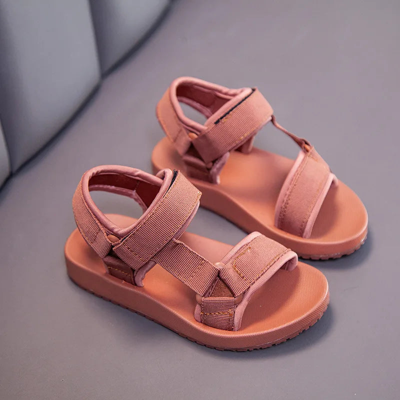 New Fashion Kids Solid Color Sandals Baby Soft Sole Non-slip Boys Canvas Sandal Popular Beach Anti-Slip Comfort Children's Shoes