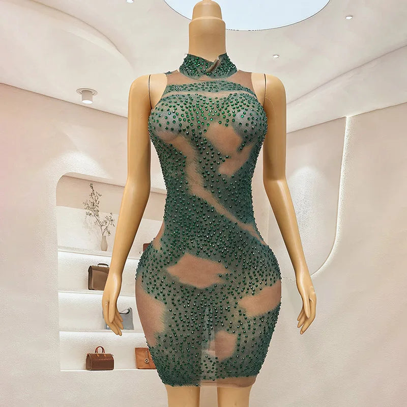 Novance Y3718 Rhinestone Dress Elegant for Party Custom Dresses Manufacturing See Through Fancy Dresses Ladies Women