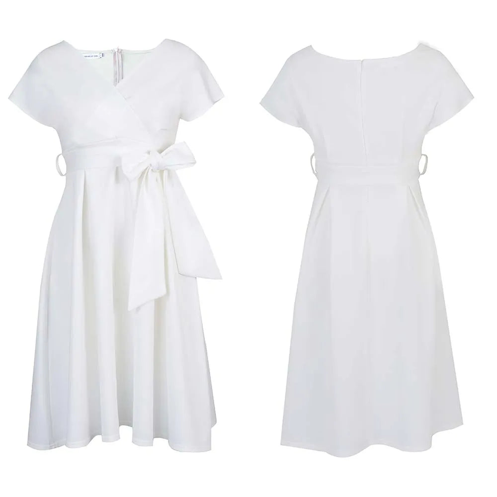 D207 Latest Design Bow Bandage Elegant Casual Dresses Ladies Office Dress Women Formal Work High Waist A-Line Evening Dresses