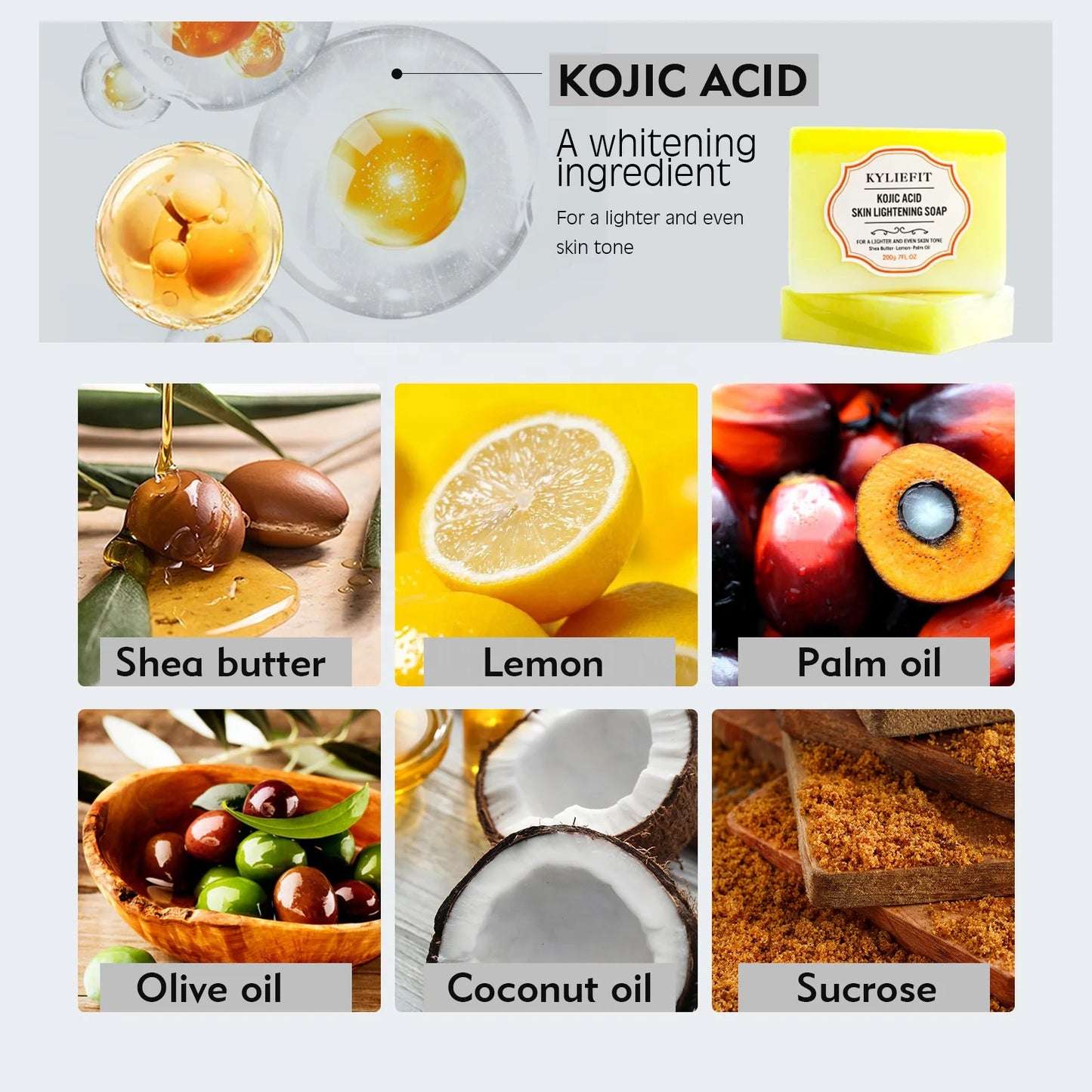 Kyliefit Skincare Tumeric and Facial Shea Butter Lemon Mens Bath Soaps Kojic Acid Soap for Bathing