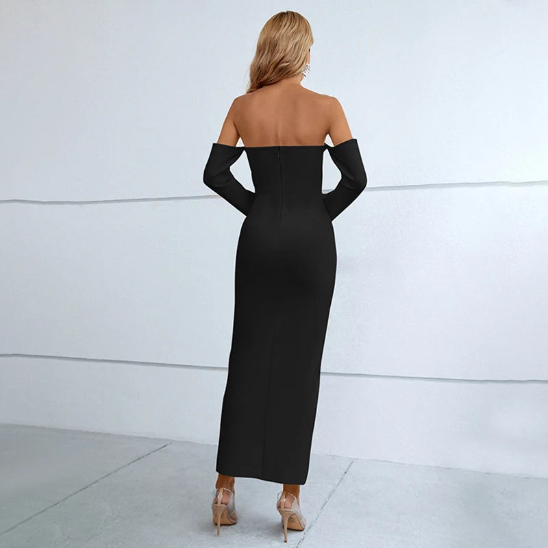 C2051 Strapless Celebrate Dress Solid Color OEM Fashion Wedding Party Dresses Ladies Elegant White Clothing