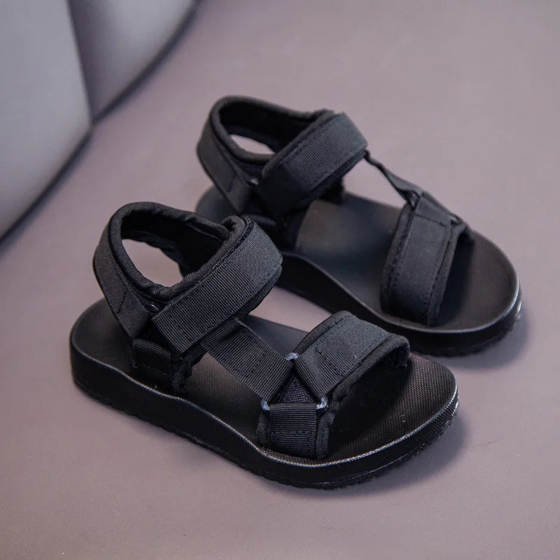 New Fashion Kids Solid Color Sandals Baby Soft Sole Non-slip Boys Canvas Sandal Popular Beach Anti-Slip Comfort Children's Shoes