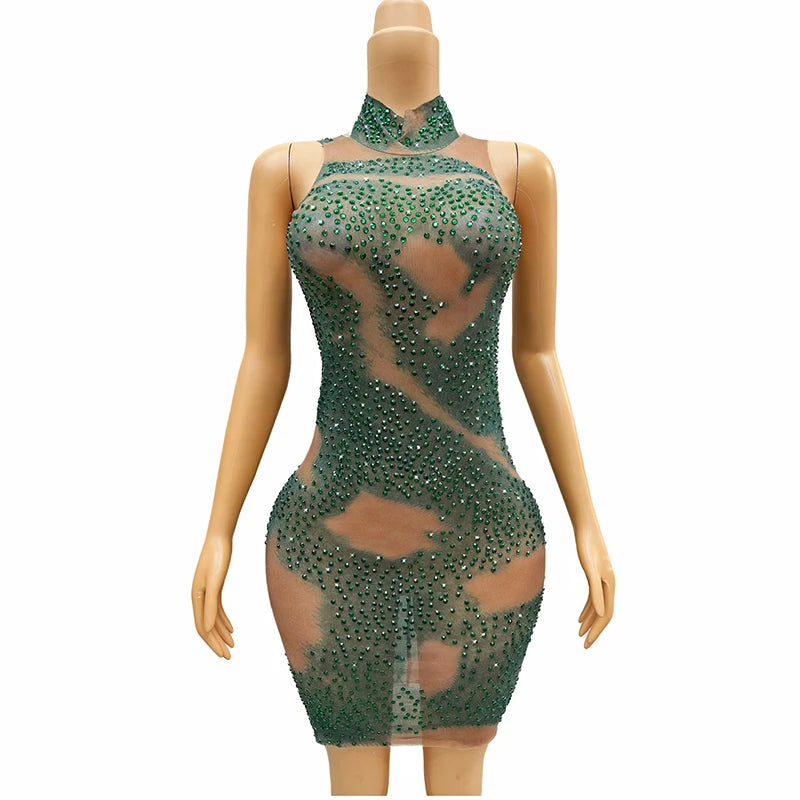 Novance Y3718 Rhinestone Dress Elegant for Party Custom Dresses Manufacturing See Through Fancy Dresses Ladies Women