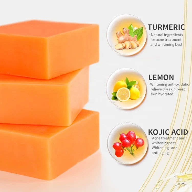 Natural Lemon Soap Bar for Face Body Tumeric Skin Soap Wash Dark Spots Turmeric Reduces Acne Soap