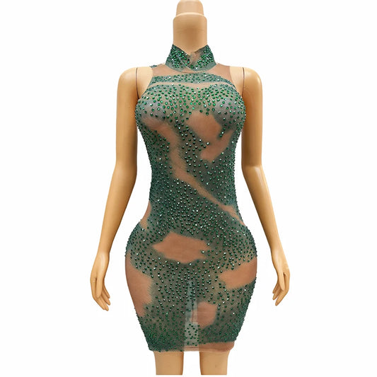 Novance Y3718 Rhinestone Dress Elegant for Party Custom Dresses Manufacturing See Through Fancy Dresses Ladies Women