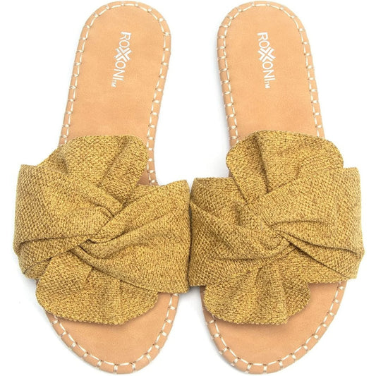 TD Women's Open Toe Flat Sandal Indoor Outdoor Slides for Spring Summer Comfortable Slip-Ons