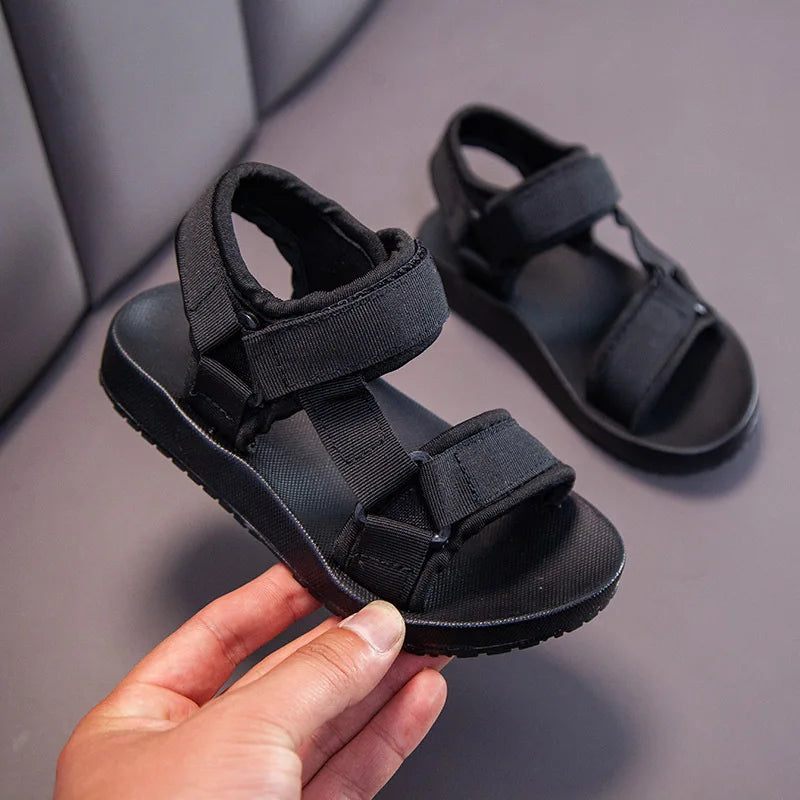 New Fashion Kids Solid Color Sandals Baby Soft Sole Non-slip Boys Canvas Sandal Popular Beach Anti-Slip Comfort Children's Shoes