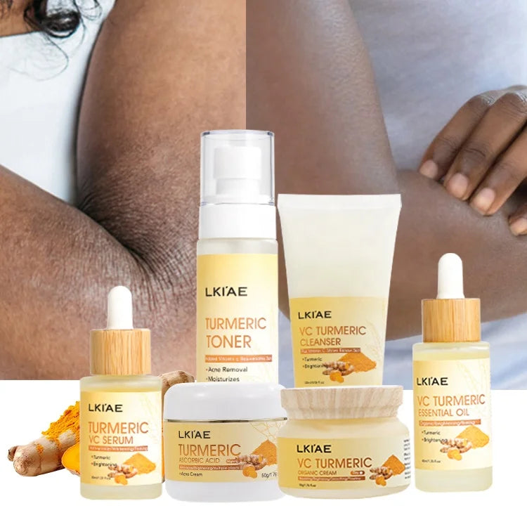 2024 Beauty Products Tumeric Ingredient Deep Cleansing Rejuvenating Glowing Lightening 6 in 1 Face Oily Skin Care Set