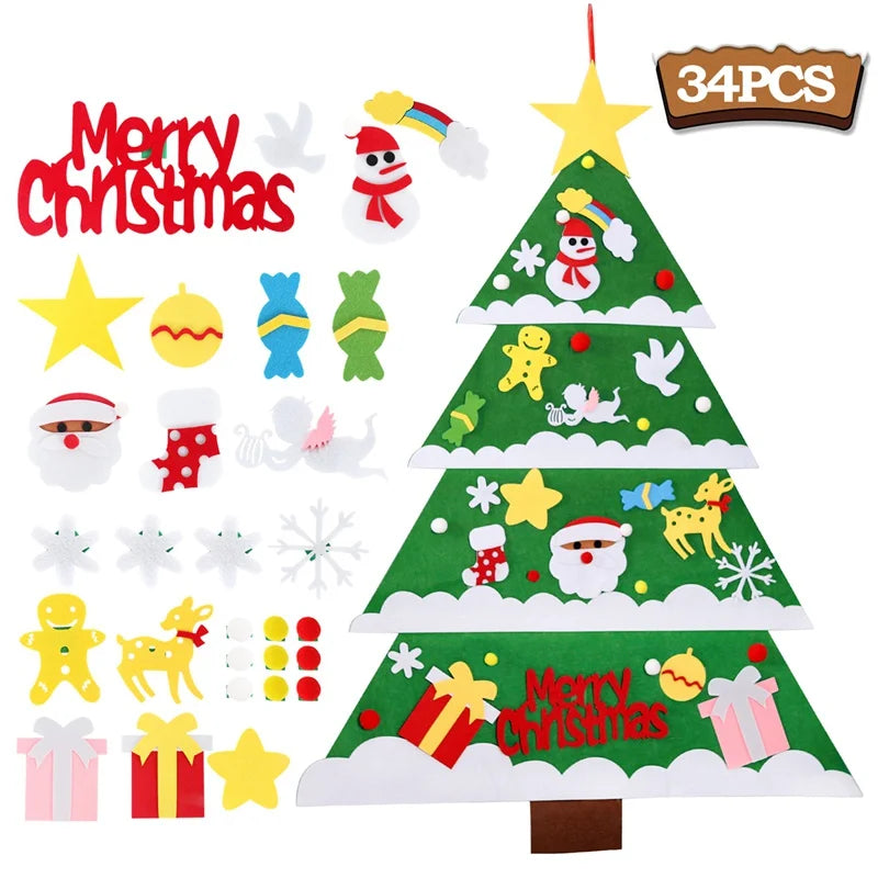 Kids DIY Felt Christmas Tree Merry Christmas Decorations For Home 2025 Christmas Ornaments Navidad 2026 New Year Gifts Xmas Tree