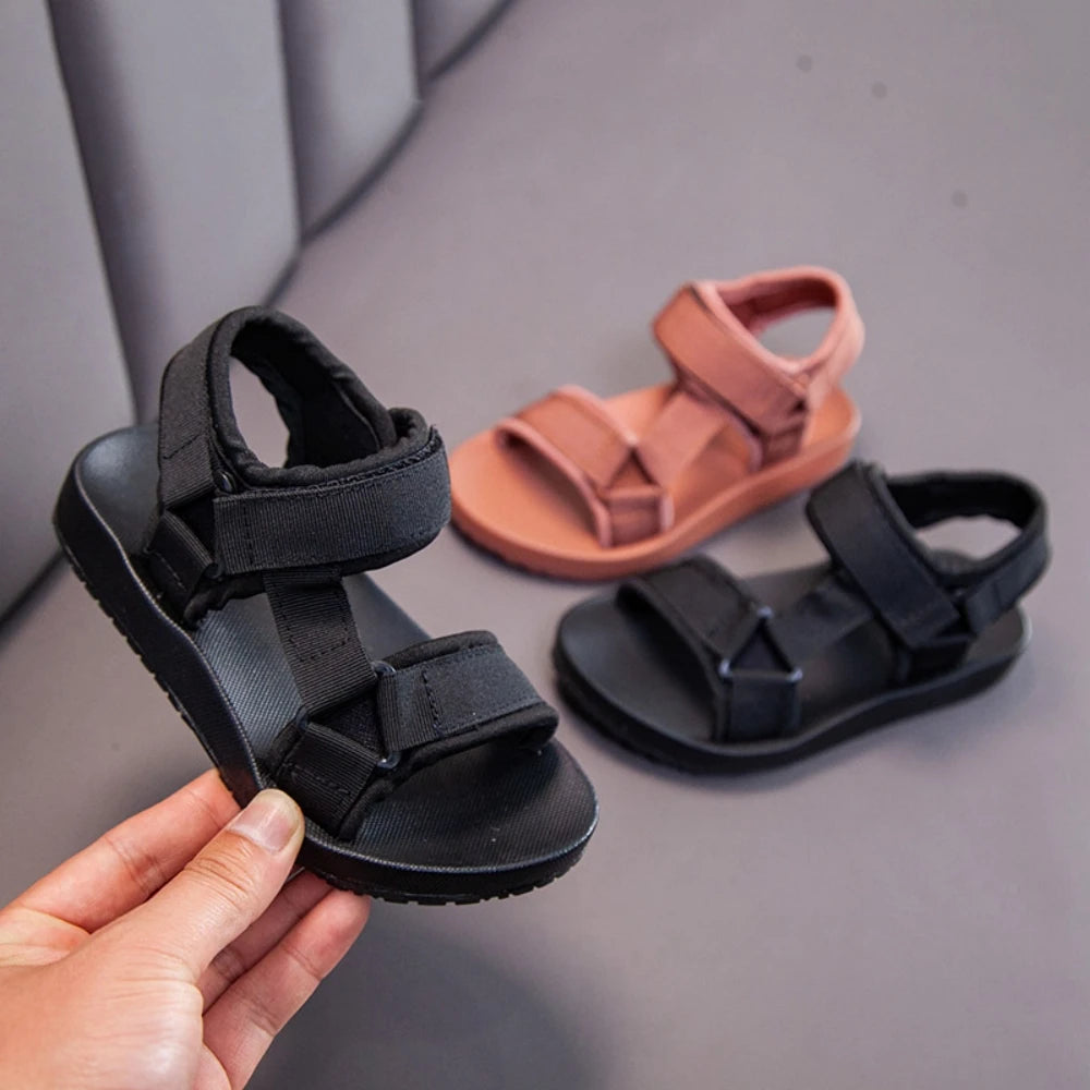 New Fashion Kids Solid Color Sandals Baby Soft Sole Non-slip Boys Canvas Sandal Popular Beach Anti-Slip Comfort Children's Shoes