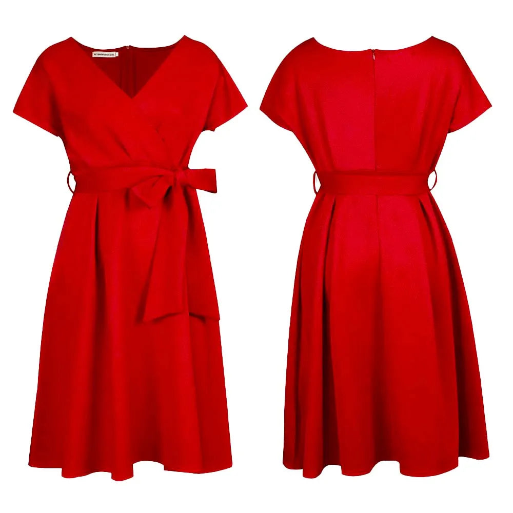 D207 Latest Design Bow Bandage Elegant Casual Dresses Ladies Office Dress Women Formal Work High Waist A-Line Evening Dresses