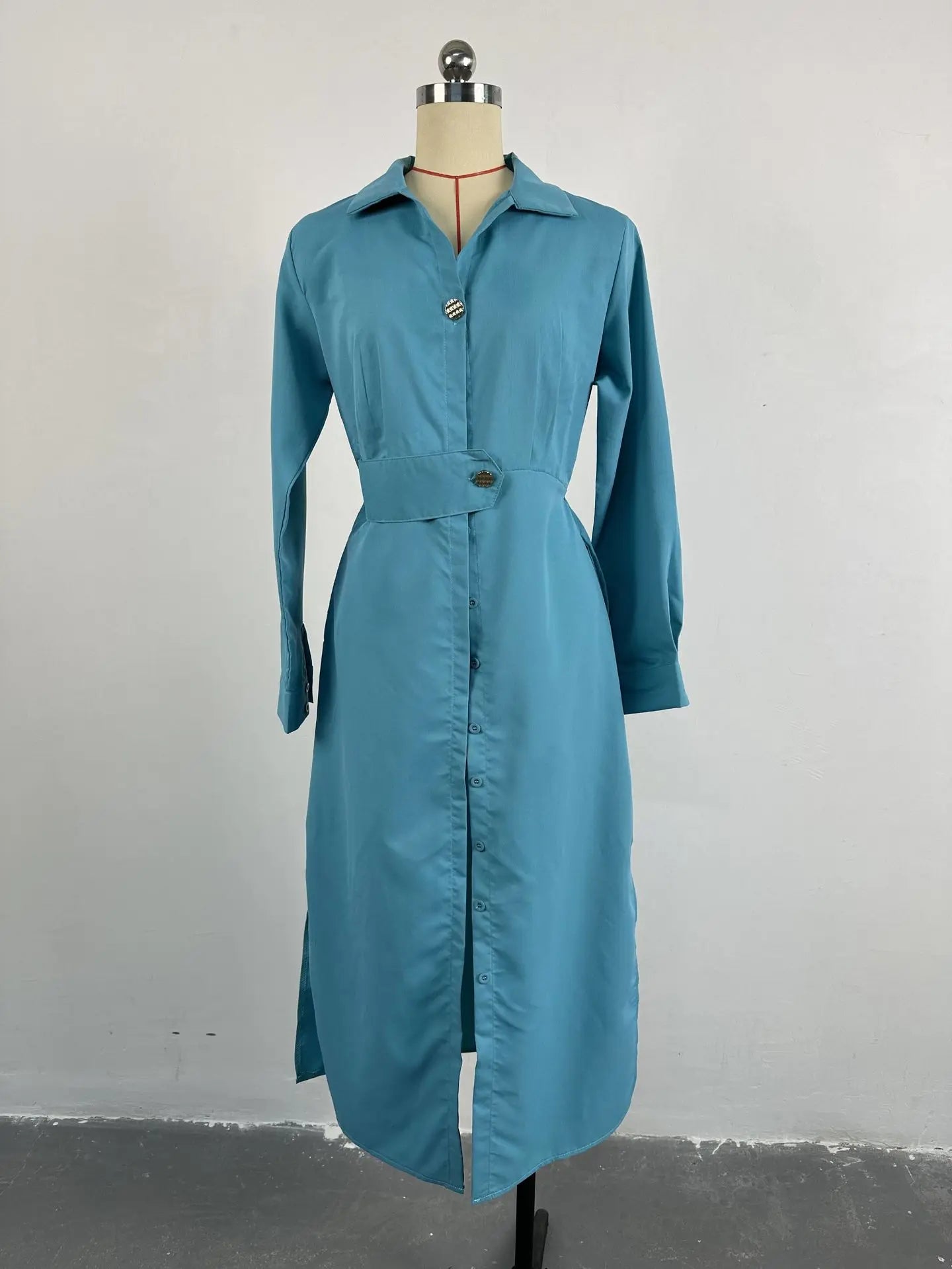 HK7124 New Women's Clothing High Quality Women Casual Dresses Ladies Stylish Square Neck Puff Sleeve Solid Waist Midi Dress