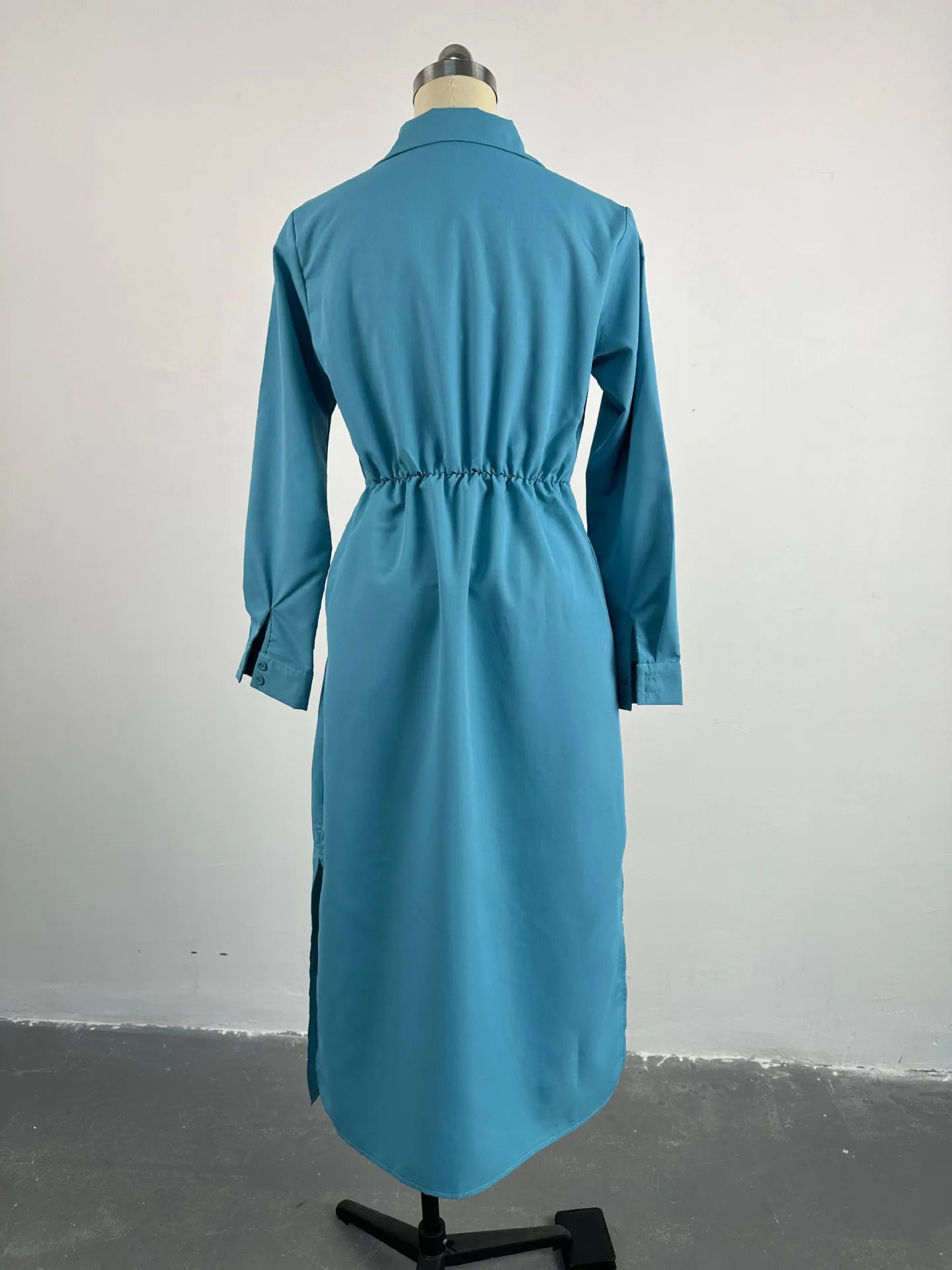 HK7124 New Women's Clothing High Quality Women Casual Dresses Ladies Stylish Square Neck Puff Sleeve Solid Waist Midi Dress