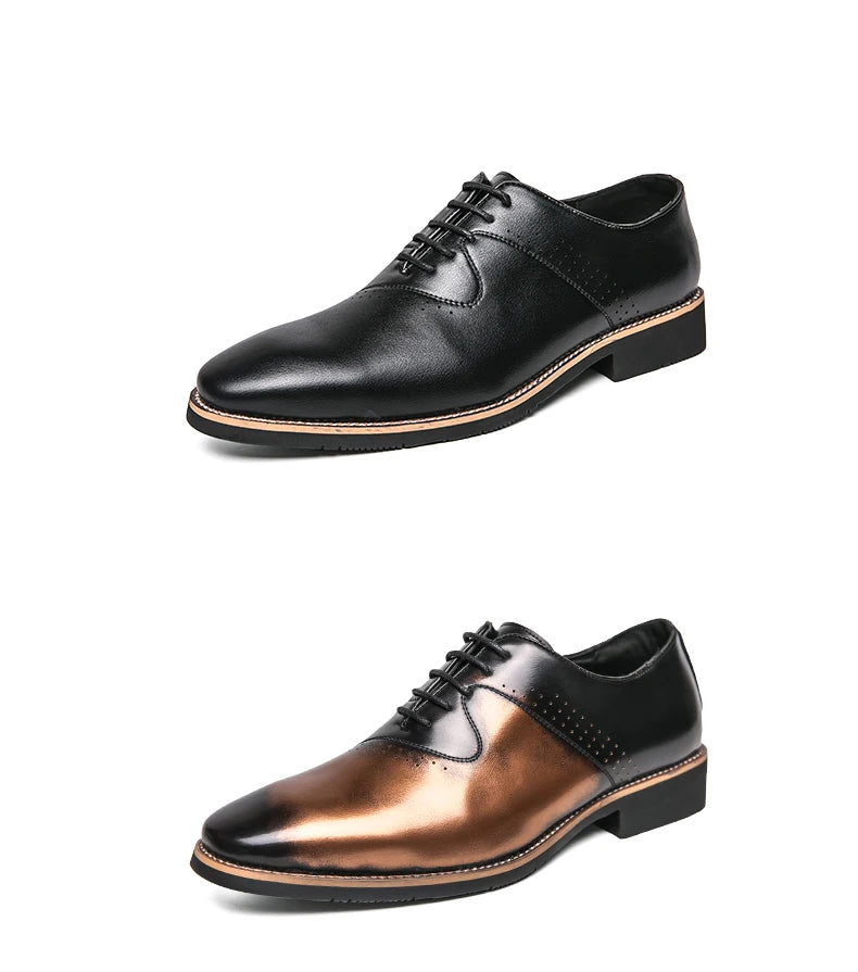 Shoes for men shoes leather shoes business dress shoes all-match casual shock-absorbing wear-resistant footwear black Plus