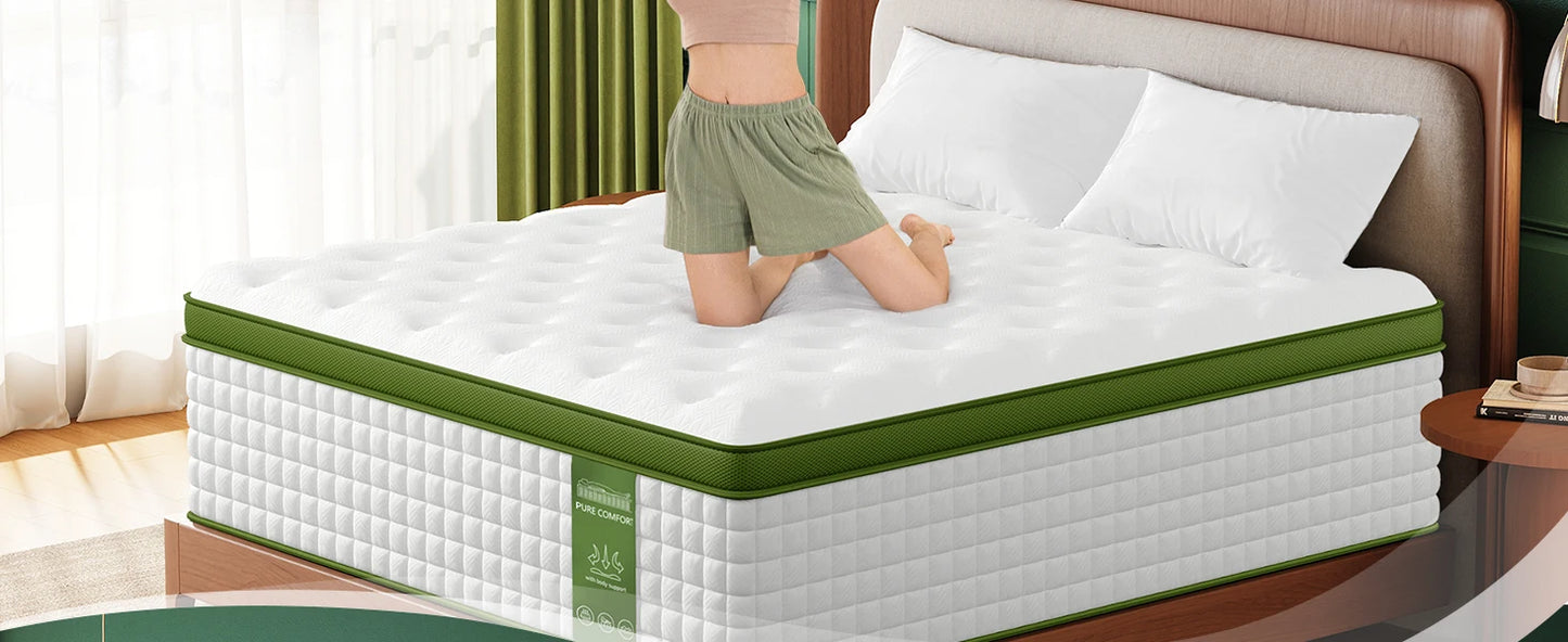 BedStory 12-14'' Hybrid Mattress, Full/King/Queen Size Mattress , Gel Memory Foam & Pocket Springs for Pressure Relief & Support