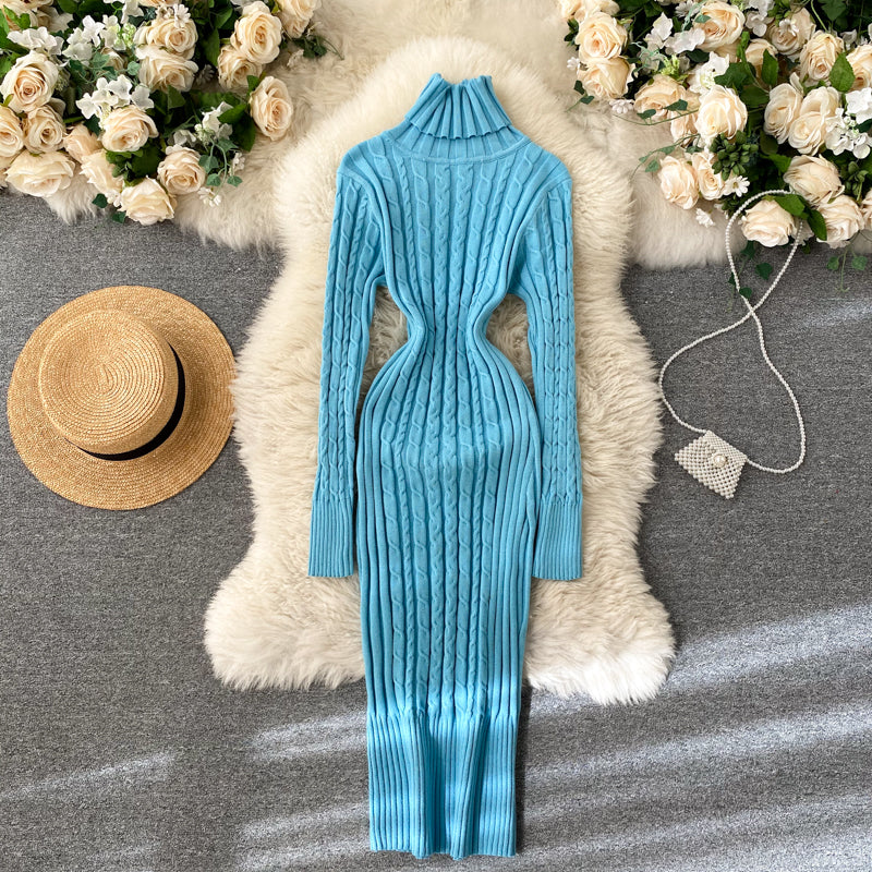 Seoulish Autumn Winter Twist Women's Wrap Knitted Dresses Long Sleeve Sheath Knitwear Office Bodycon Dress Female 2025 New