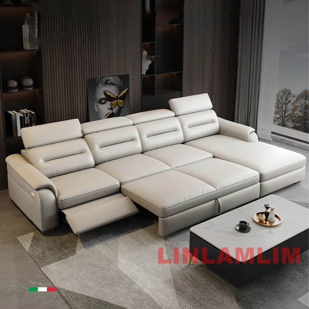 Linlamlim Multifunctional Convertible Sofa Bed With Eletric Recliner, Folding Sofa Cama With Power Reclining Seats & Storage Box