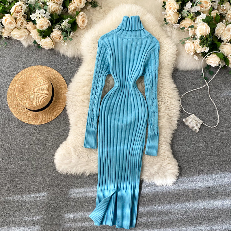 Seoulish Autumn Winter Twist Women's Wrap Knitted Dresses Long Sleeve Sheath Knitwear Office Bodycon Dress Female 2025 New