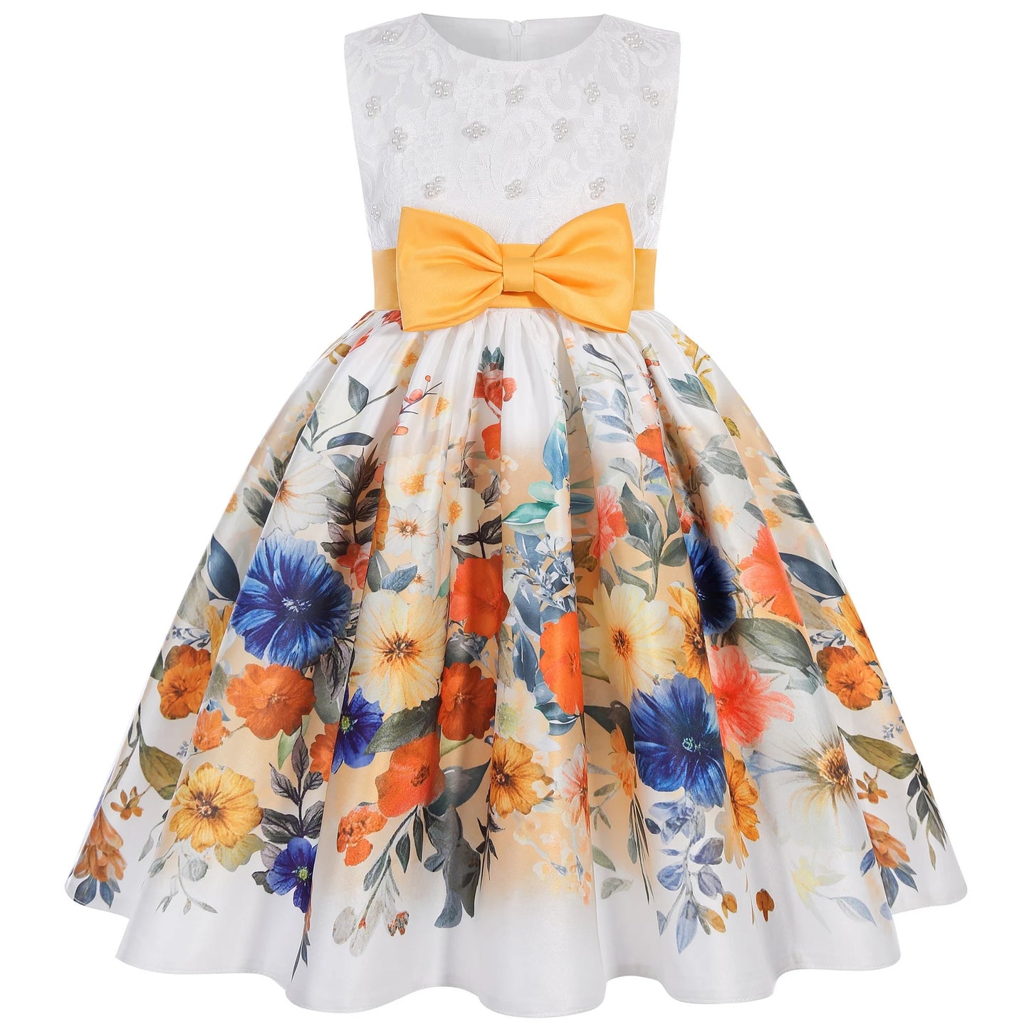Children's dresses 2025 new foreign trade printing forging cloth girls modeling clothes runway little host dress princess dresse