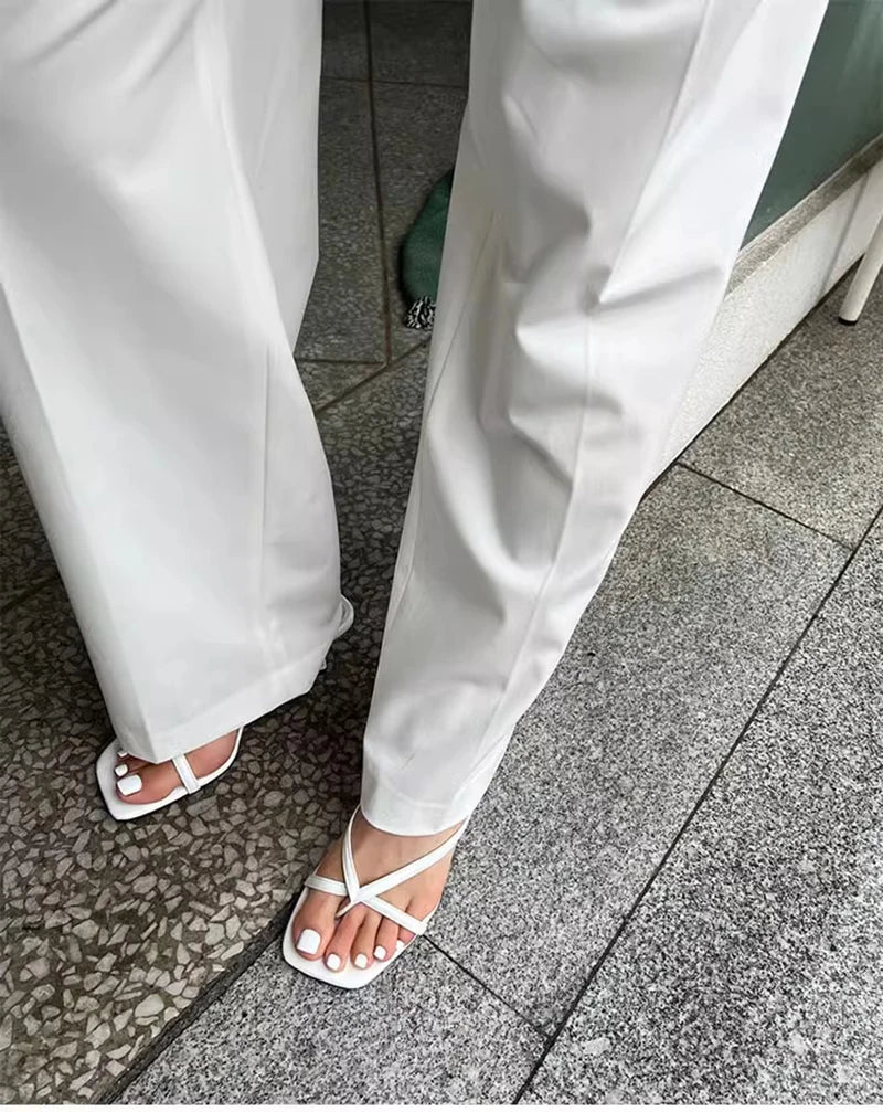 2025 Summer Women Clip Toe Slippers Fashion Dress Slide Shoes Ladies Elegant High Heel Footwear